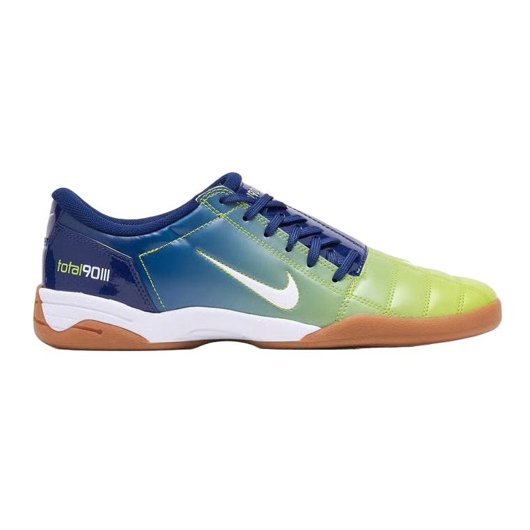 Nike Total 90 III SP Sprite Mens Football Sneaker IH2230-400 Blue Yellow Green Gum Futsal Indoor Soccer Athletic Training Low Top Closed Toe Comfort Sports Shoes
