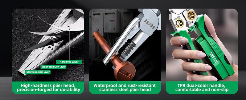 【TikTokShopHolidayHaul】SEESE 8 in 1 Wire Stripper Twister for Cutting and Pulling Wires, Voltage Tester Pliers,Cable Scissors, 12V to 250V Live,Null,Hot Wire Judgment AC DC, Audible and Flashing LED Alarms Gift for Thanksgiving,Christmas,New Year