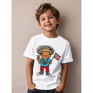 Funny Coqui Frog Puerto Rico Flag Taino Boricua Funny Aesthetic Graphic Kid T-Shirt Fashion Kid T Shirts Trendy Cool Tops Tees for Kid