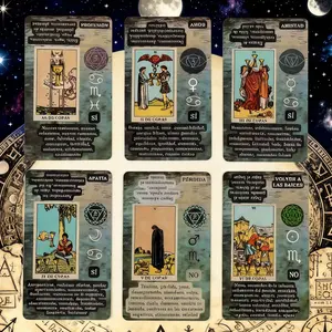 Spanish Tarot Cards for Beginners, Classic Tarot Cards, Durable Tarot Cards, Meaningful Oracle Cards for Divination & Self-Cognition, Tabletop Game Collection Gift Set