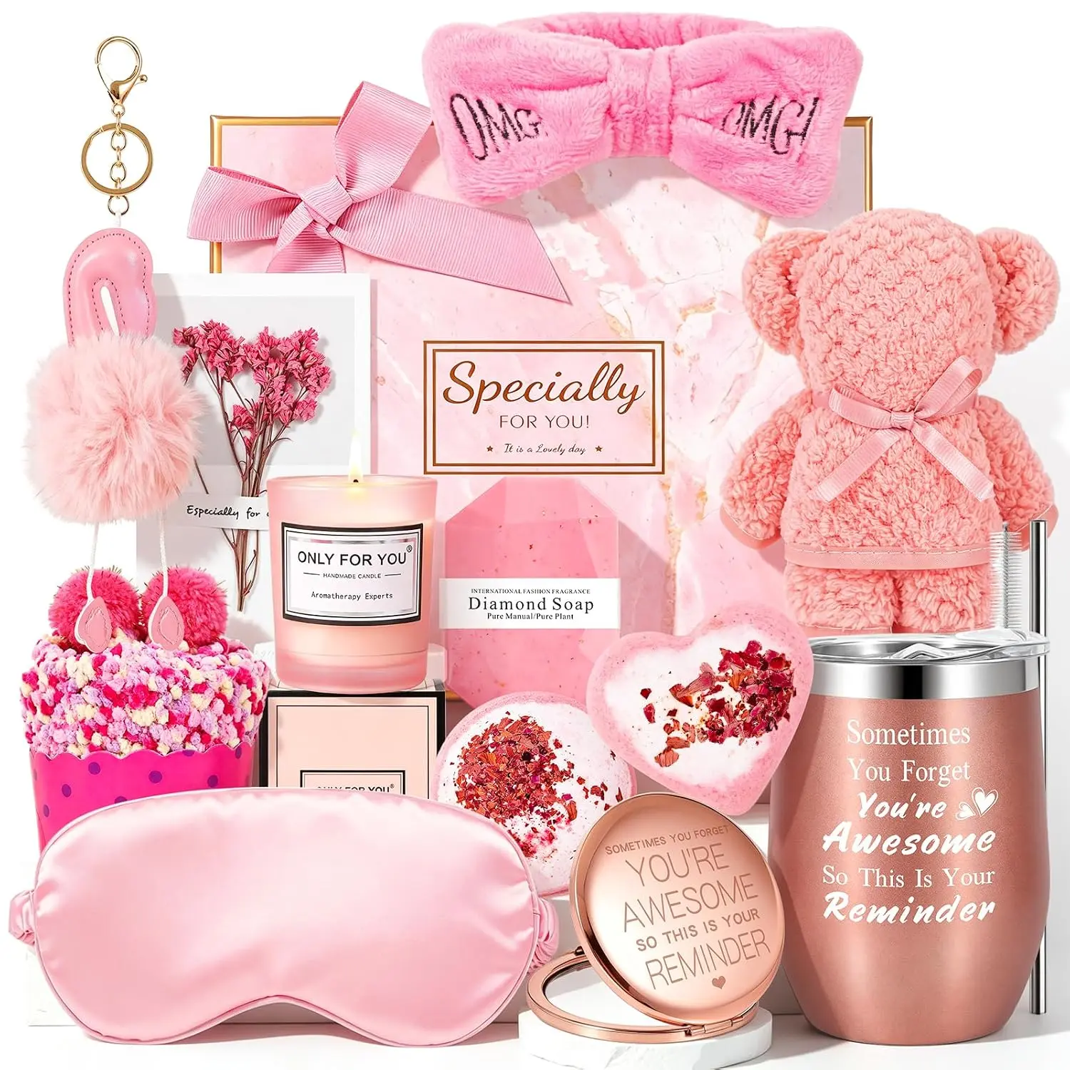 Gifts Basket for - for,Gifts Set Contains 13 Items Female Gift Ideas,Relaxing Care Package Self Care Gift Box for Mom Wife Bestie Sister.