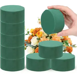Green Floral  Blocks 9 count Round Flower  Blocks Wet and Dry Foams  Arrangements 3.1"x 1.5" Wet Dry Florals Foams for Flower Box Florist  Wedding Birthdays Decoration