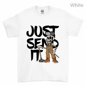 Just Send It Funny Ironworker Shirt – Skeleton Construction Worker Graphic T-Shirt for Blue Collar Men, Hardworking Job Pride, Casual Streetwear Gift Idea