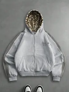 Men's Fitted Hooded Sweatshirt with Letter Print, Star Graphic, Casual Fashion Streetwear, Fall & Winter, Youth Style, Menswear