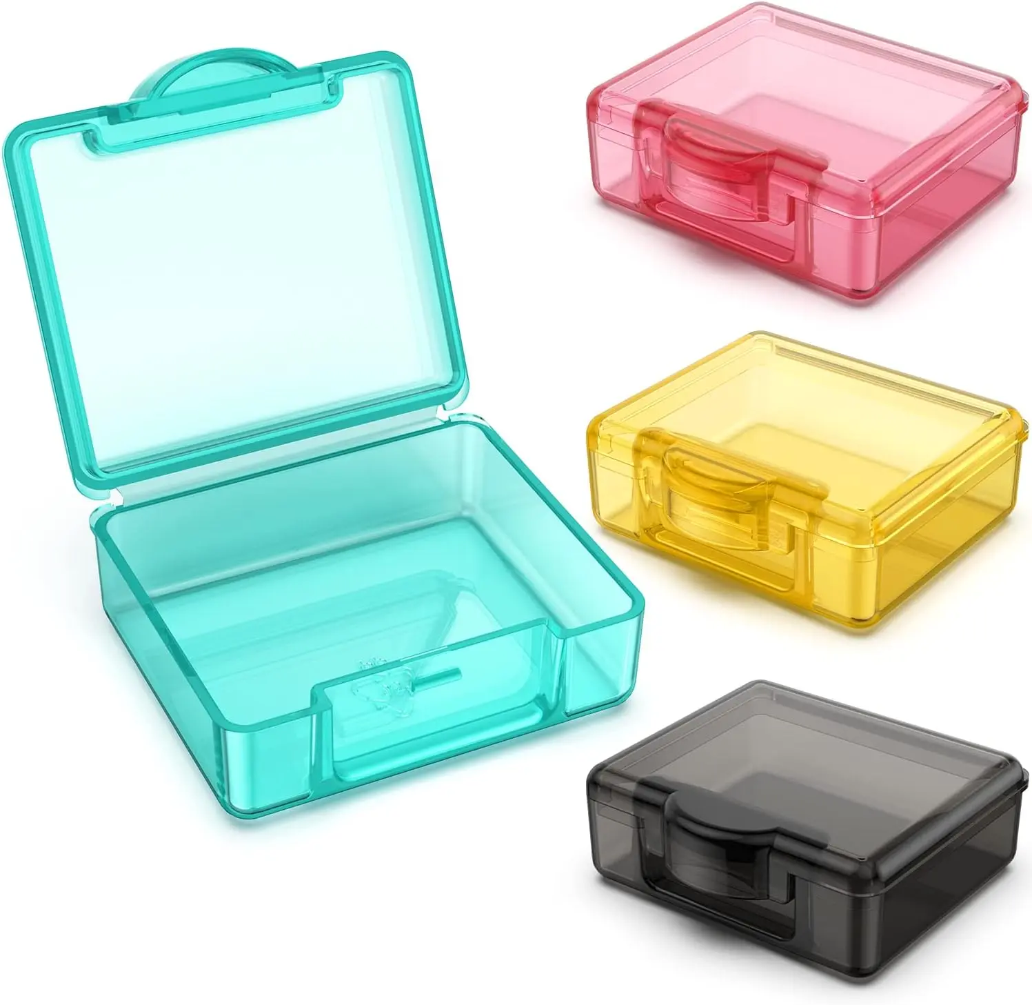 4-Piece Small Cute Clear Plastic Pill Box Set, Portable Mini Travel Pill Organizer Storage Containers for Pocket or Purse