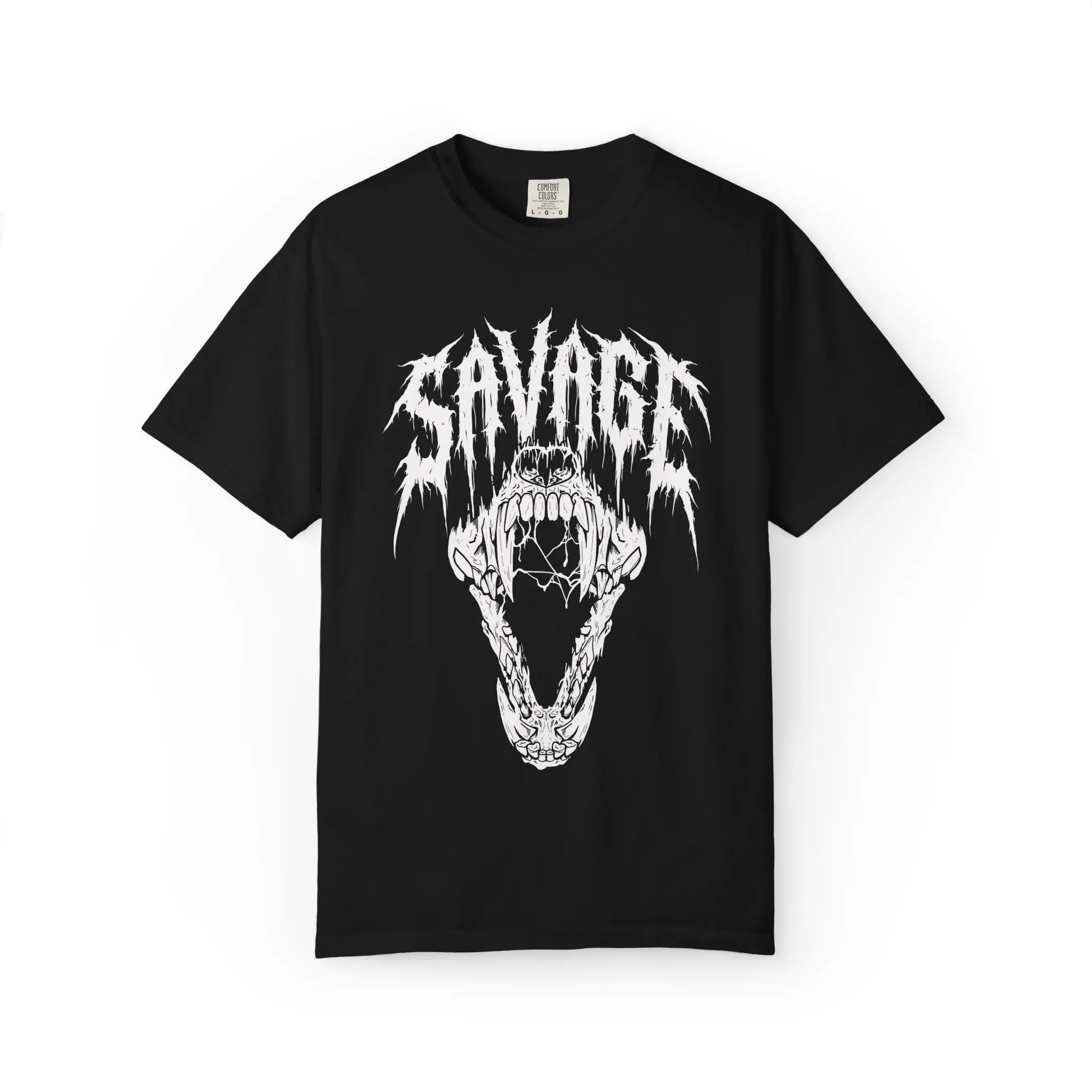 Savage Skull Jaw Graphic T-shirt | Metal Band Style