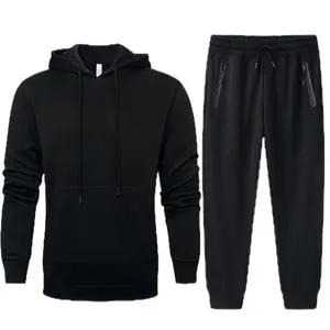 Men's Casual Jogging Sports Sweatshirt & Pocket Trousers Set - Fitted Clothing for Outdoor, Beige with Long Sleeves Hoodie Menswear Suits Plain Fabric