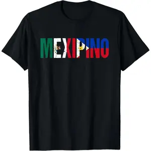 100% Cotton Mexipino Mexico Philippines Flag Ancestery Filipino Mexican T-Shirt
