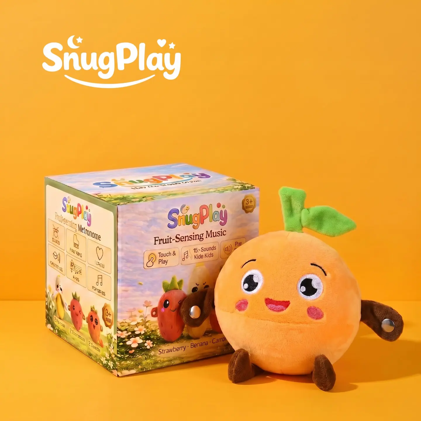 SnugPlay Interactive Music Plush Toy Set – Banana, Strawberry & Carrot Electric Plush Toys for Parent-Child Interaction, Couples & Friends Prank Toy, Valentine’s Day & Easter Party Fun Gift for Kids & Adults stuffed animals cute girly gifts