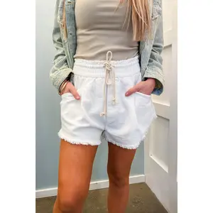 Frayed & Fabulous High Waist Shorts - Natural