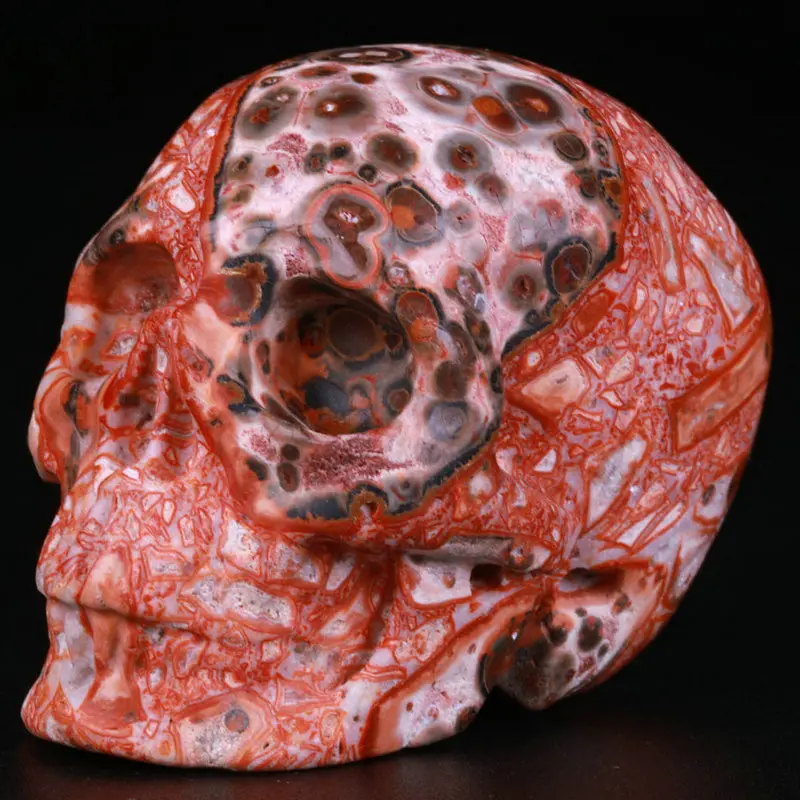 2.0 " Leopard Skin Jasper Carved Crystal Skull, Super Realistic, Crystal Healing