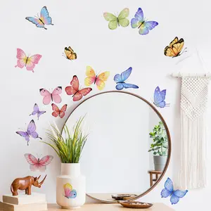 1 sheet Butterfly Wall Decals Colorful Butterfly Wall Decals Decorative Wall Sticker Art Decors Home Room Bedroom Nursery Living Room Birthday Party Decor Decoration Wall Stickers