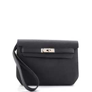 Pre-owned HERMÈS Leather Clutches & Wristlets Hermes Kelly Depeches Pouch Togo 25 by Rebag