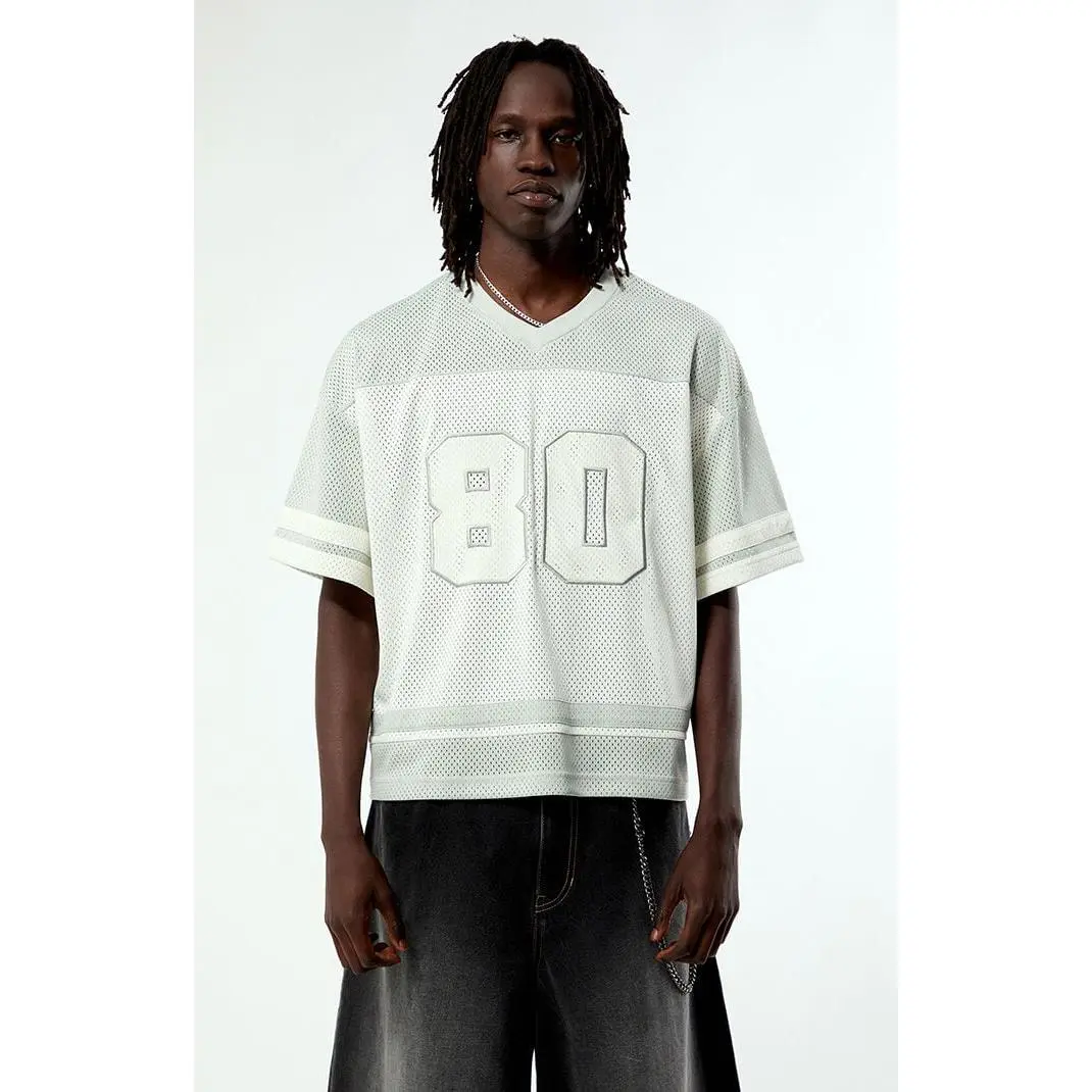 Pacsun Men's Gray 80 Cropped Football Jersey