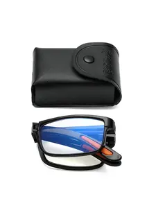 Folding Reading Glasses Diopter +1.0 to +4.0 Presbyopia Eyeglasses with Portable Case Unisex Men Women TR90 Eyewear, Christmas Gifts