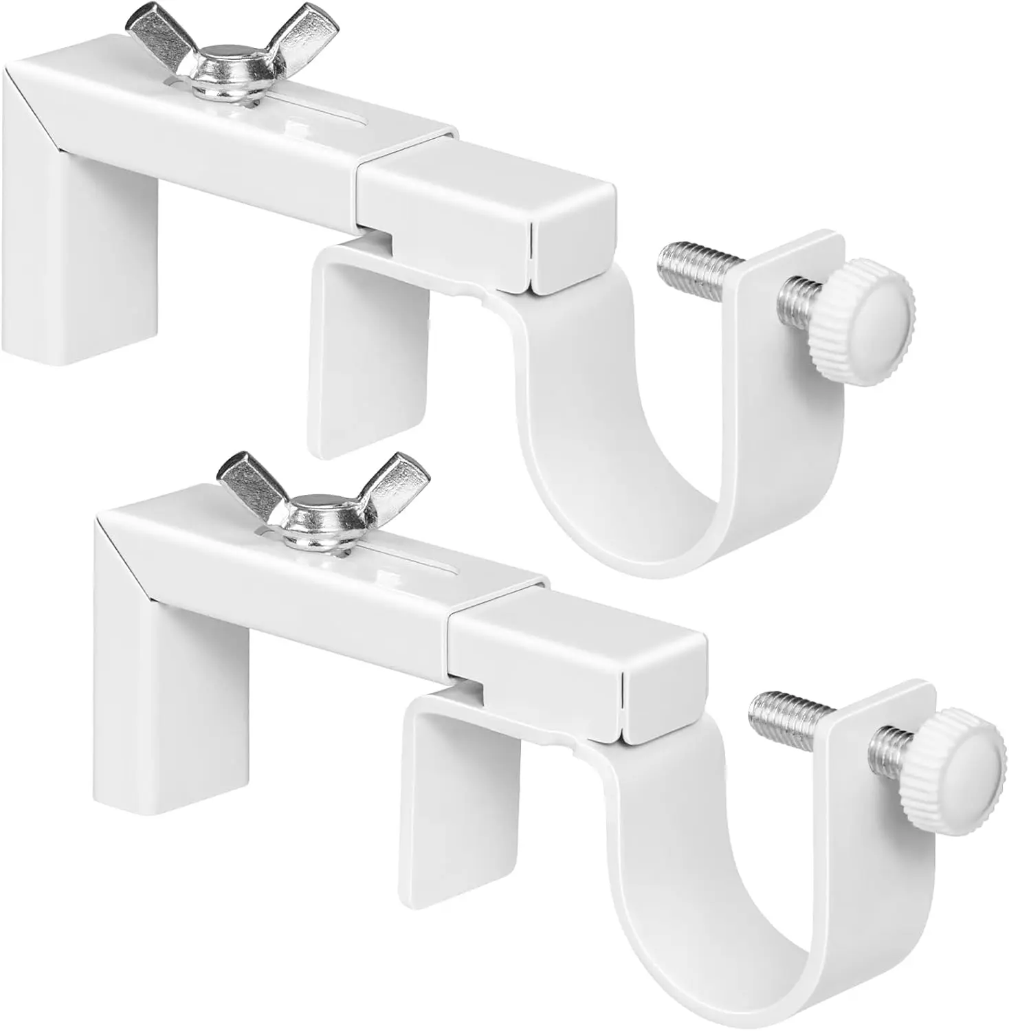 2 Pack Adjustable Curtain Rod Bracket Attachment for Outside Mounted Blinds,Fit for 1.3 - 2 inches Wide Track,No Drill Curtain Rod Holder for Externally Mounted Blinds Drapery Rods