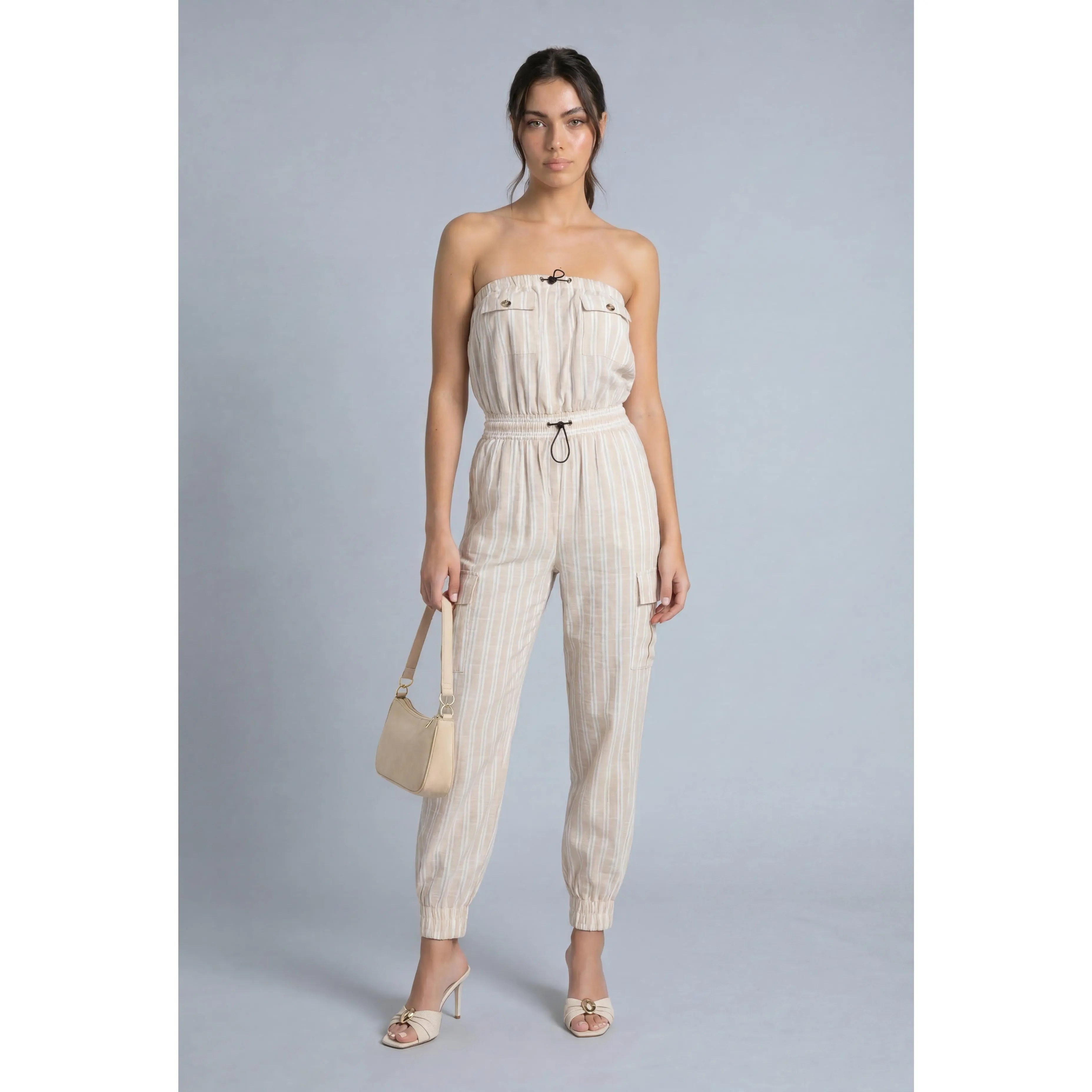 Striped Strapless Jumpsuit