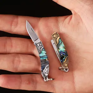 Mini Folding Knife Brass Engraved Keychain, Portable Multipurpose Knives, Legal Pocket Knife for Opening Packages, Compact Utility Tool for Everyday Use