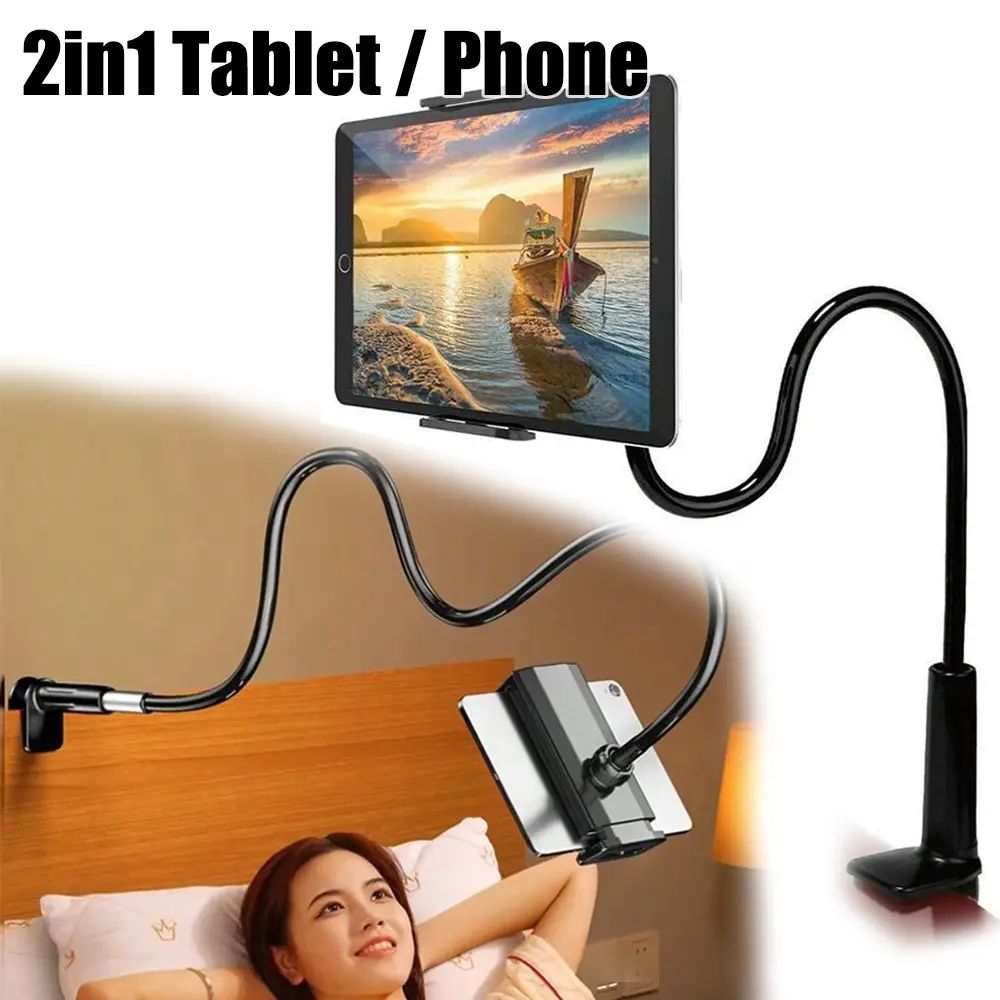 Gooseneck Tablet Holder,Cell Phone Holder, Adjustable Tablet Holder Mount,Universal 360° Flexible Tablet Stand, Cell Phone Stand,Lazy Arm Holder Clamp Mount Bracket Bed for iPad Mini/Air, Samsung Galaxy Tab and 4.0-11" Devices