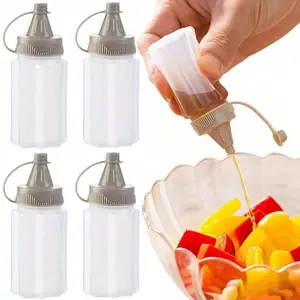 Portable Condiment Squeeze Bottles with Easy Pour Spout Set of 2/4/6, Mini Sauce Bottles for Office Lunch, Outdoor Camping, Fill with Soy Sauce or Honey Mustard