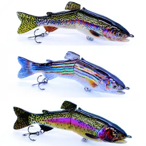 Fishing Lure Bait Swimbait Crankbait for Bass Muskie Pike Sunfish Lifelike Fish Minow Fishhook 2 Segment Trout 5inch