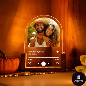 Personalized Song Plaque Custom Picture Gift Sets for Boyfriend Doom Spotify Music Plaque Photo Frame Nightlight Anniversary Thoughtful Gifts for Her desk decoration ornament