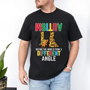 Giraffe Autism Seeing World Different Angle , Awareness Shirt, Autism Support Design, Kids Apparel Gift, Acceptance Outfit