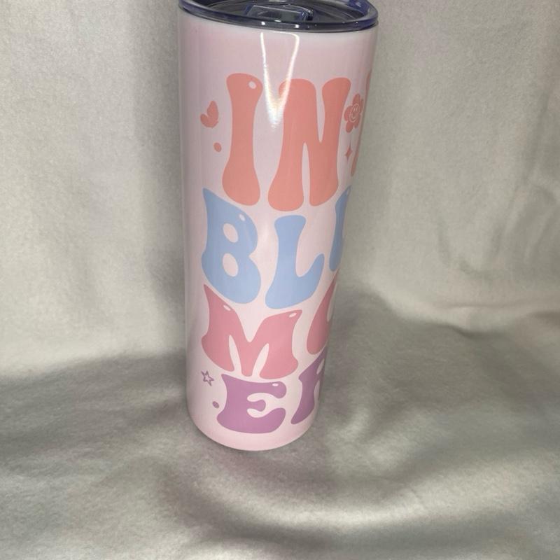 Bluey Pink 20oz Stainless Steel Tumbler Drinkware with My Bluey Mom Design Bottle