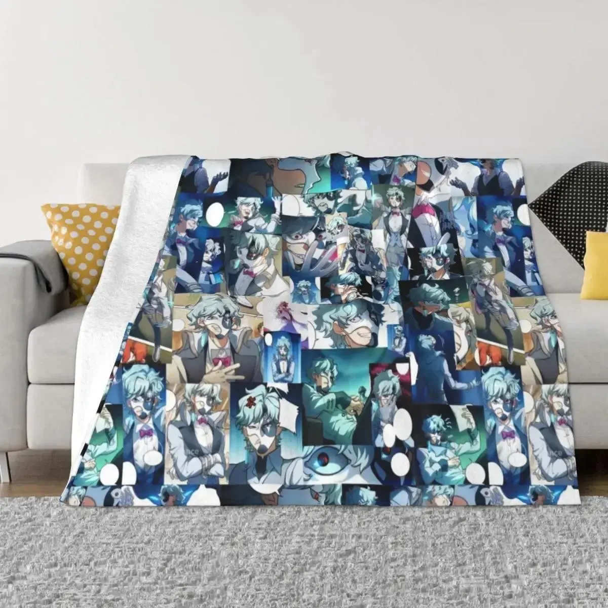 Il Dottore Genshin Impact Flannel Throw Blanket, Thermal Soft Blanket for Decorative Sofa, Travel Comfort, Anime Fan Decor