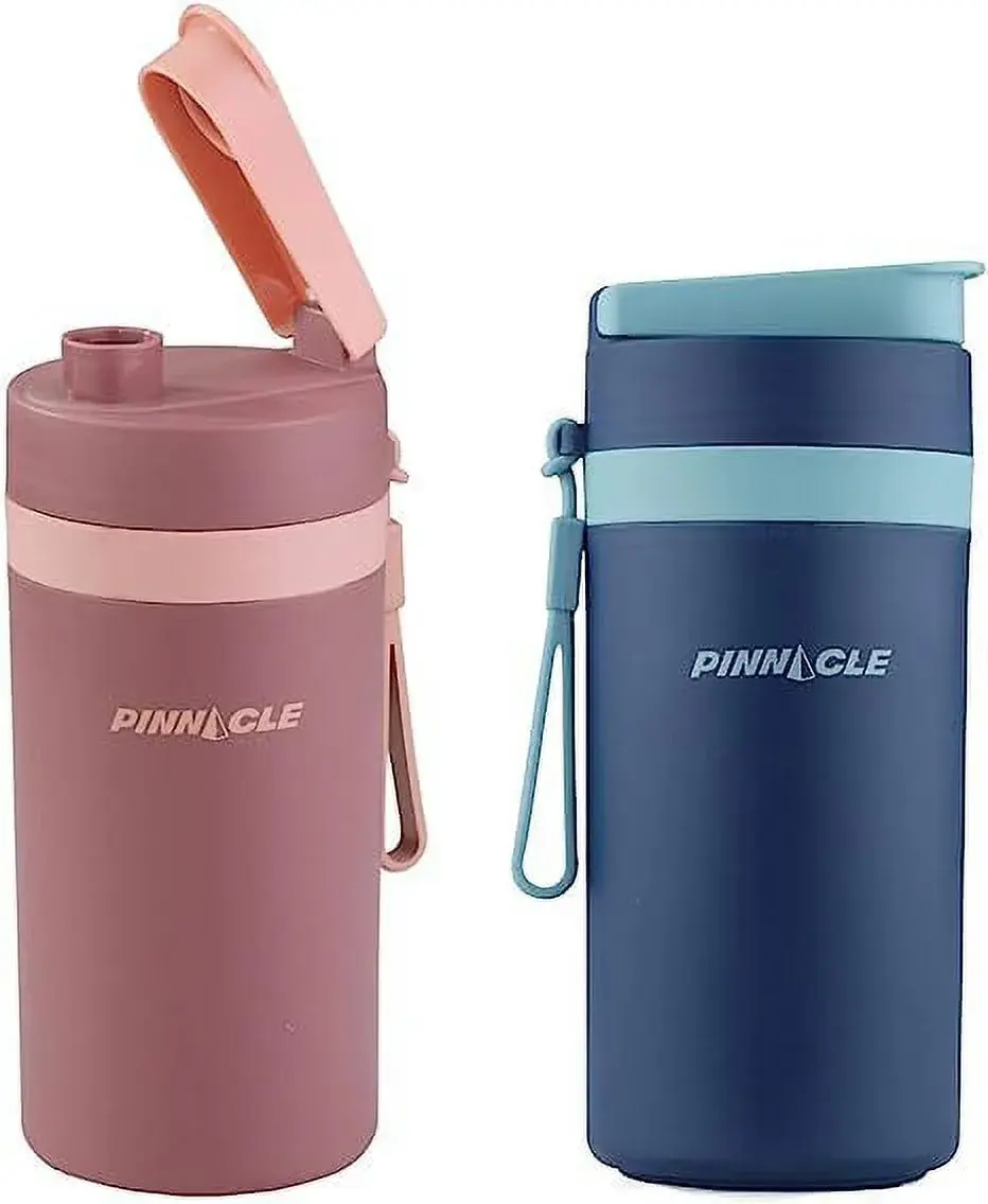 Thermo Water Bottle with Carrying Strap – 13.5Oz Stainless Steel Water Bottle with Matte Outer Finish – Leakproof Reusable Water Bottle with Sipping Cap – Insulated Water Bottle for Kids and Adults Pinnacle Thermoware