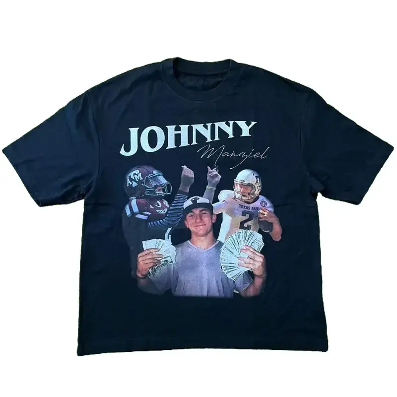 Vintage 90s Graphic Style Johnny Manziel T-Shirt for Men and Women - Crewneck, Cotton Menswear Top Hoodie Medium