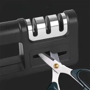 Premium Four-in-One Diamond Sharpener - Multifunctional Household Manual Quick Sharpener for Kitchen Knives, Scissors, and Blades - 304 Stainless Steel Construction with Multiple Colors