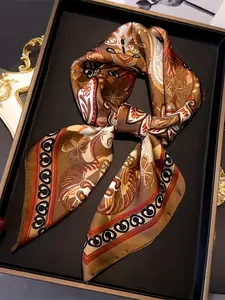 Fashion Walnut Edge Floral Pattern Towel, Options, Multi-Functional Headscarf Scarf Shawl, Smooth Texture, Fashion Accessory