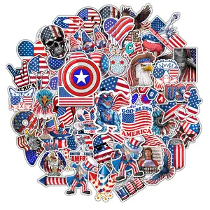 50PCS American Patriotic Stickers Pack, Waterproof Vinyl USA Decals for Water Bottle, Laptop, Phone, Car, Luggage, Skateboard, Helmet, Scrapbook, Eagle Flag Heart 4th of July Independence Day Sticker Set