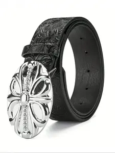 Boho Fashion Faux Leather Western Buckle Belt with Vintage Oval Buckle, Multi-Purpose Denim Jeans Dress Casual Wear, Youth Outdoor Sports Travel Gift, Western Concho Belts