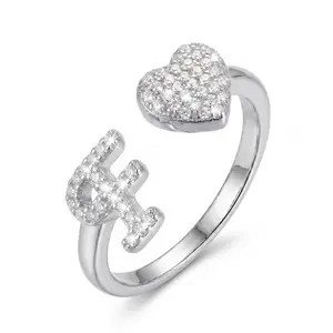 Silvery Initial Rings for Women Girls Kids, Fashion Dainty 14K Gold Plated Adjustable Letter A-Z Rings Teen Girl Gifts Trendy Stuff Non Tarnish Ring Birthday Gifts for Toddler Teens