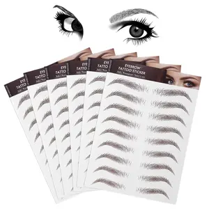 4D Hair-Like Eyebrow Tattoos Stickers 6 Sheets Waterproof Long-lasting Eyebrow Colors Transfers Sticker Peel Off for Eyebrow Grooming Shaping 1 Style 54 Pairs (Brown)