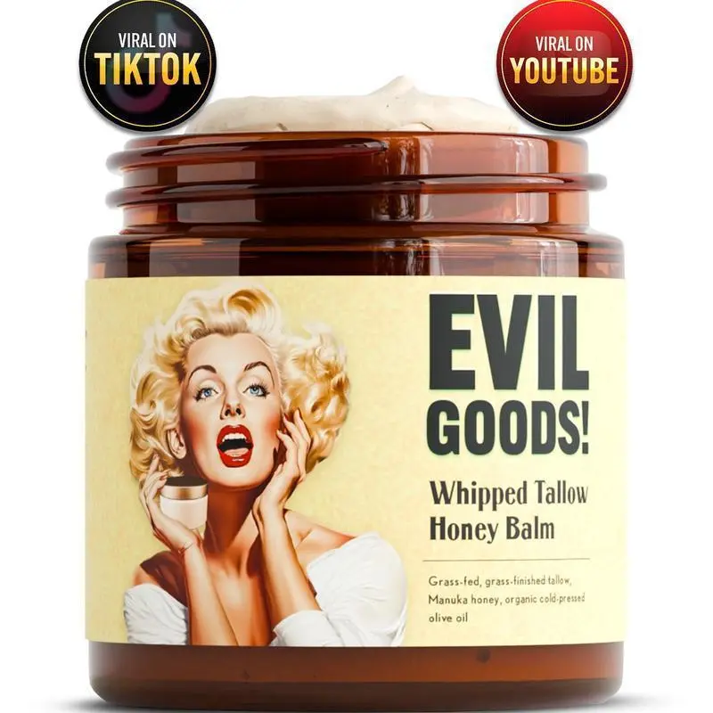 EVIL GOODS Organic Beef Tallow Manuka Honey Cream Hydrating Face Moisturizer Body Lotion Lip Balm All Skin Types