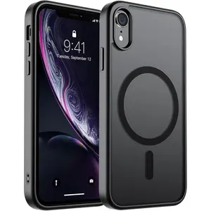 Magnetic for iPhone XR Phone Case(Compatible with MagSafe)(Military Grade Drop Protection) Slim Translucent Matte Shockproof with Anti-Fingerprint Phone Cover,Black