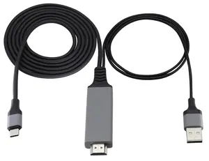 2 in 1 MHL USB Type C 3.1 Male & USB 2.0 A Male to HDMI Male 4K@30Hz HDTV Mirroring Video Audio Output Charging Cable 2m Black USB C for Android MacBook iPad Thunderbolt 3