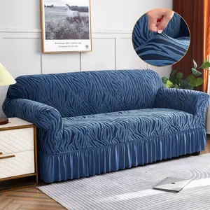 High Stretch Sofa Cover with Skirt Full Coverage Jacquard Couch Protector Non-Slip Fit for Pets & Kids Universal Soft Sofa Protector