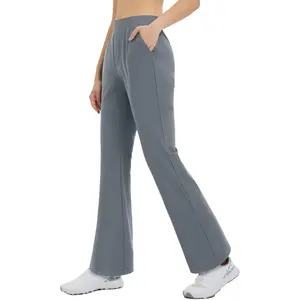 baleaf Women's 26"/29" Golf Pants Lightweight Stretch Flare Travel Pants with Pockets Dressy Work Bussiness UPF 50+ Bell Bottom Pants High Waist Tummy Control