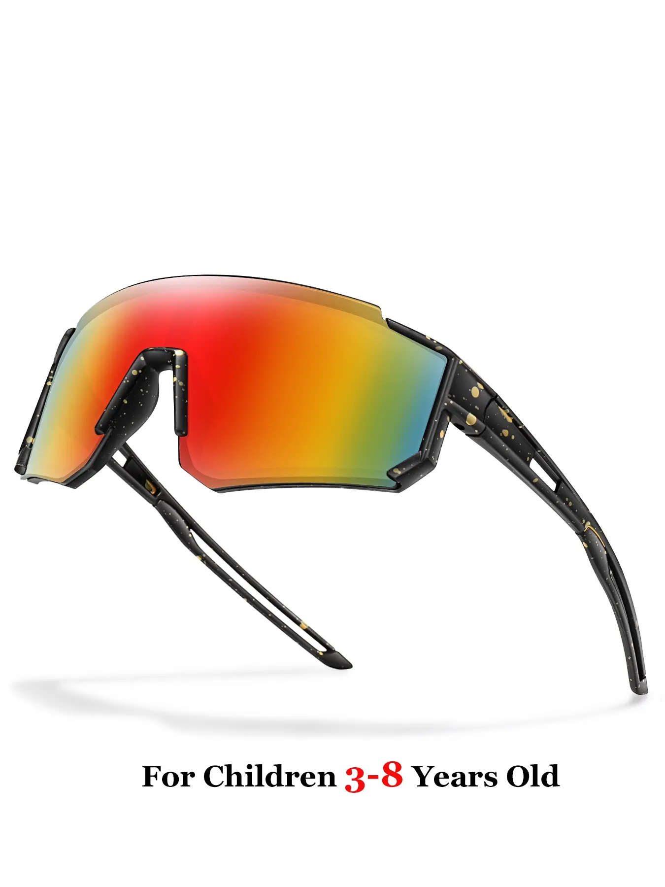 Kids Junior Boys Girls Fashionable Large Frame Sports Sunglasses For 3-8 Years Old, Windproof Polka Dot Frames, Uv400 Coated Lenses, Unisex Outdoor Activities Eyewear