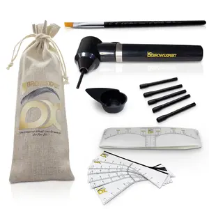 BROWSXPERT Electric Mixer Kit – Pigment Mixer Machine, 5 Mixing Sticks Stirring Tool for Pigment, Henna & Tinting + Bowl, Brush, 6 Stencils & 3 Sticky Rulers – Skin Prep & Mapping Accesories