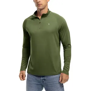 GOPUNE Men's 1/4 Zip Pullover Running Long Sleeve Sun Protection Shirts Quick Dry UPF 50+ Rash Guard Athletic T Shirt