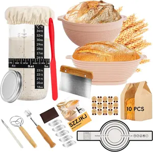 Sourdough Bread Baking Tools Set – 24PCS Kit with Starter Jar, Banneton Baskets, Whisk & Dough Scrapers