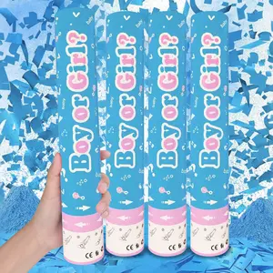 Gender Reveal Confetti Cannons 4 Pack, 11.8in Pink/Blue Twist Poppers with Powder & Confetti, Safe Air-Powered Cannons for Baby Shower, Gender Reveal Party & Surprise Celebration Decor