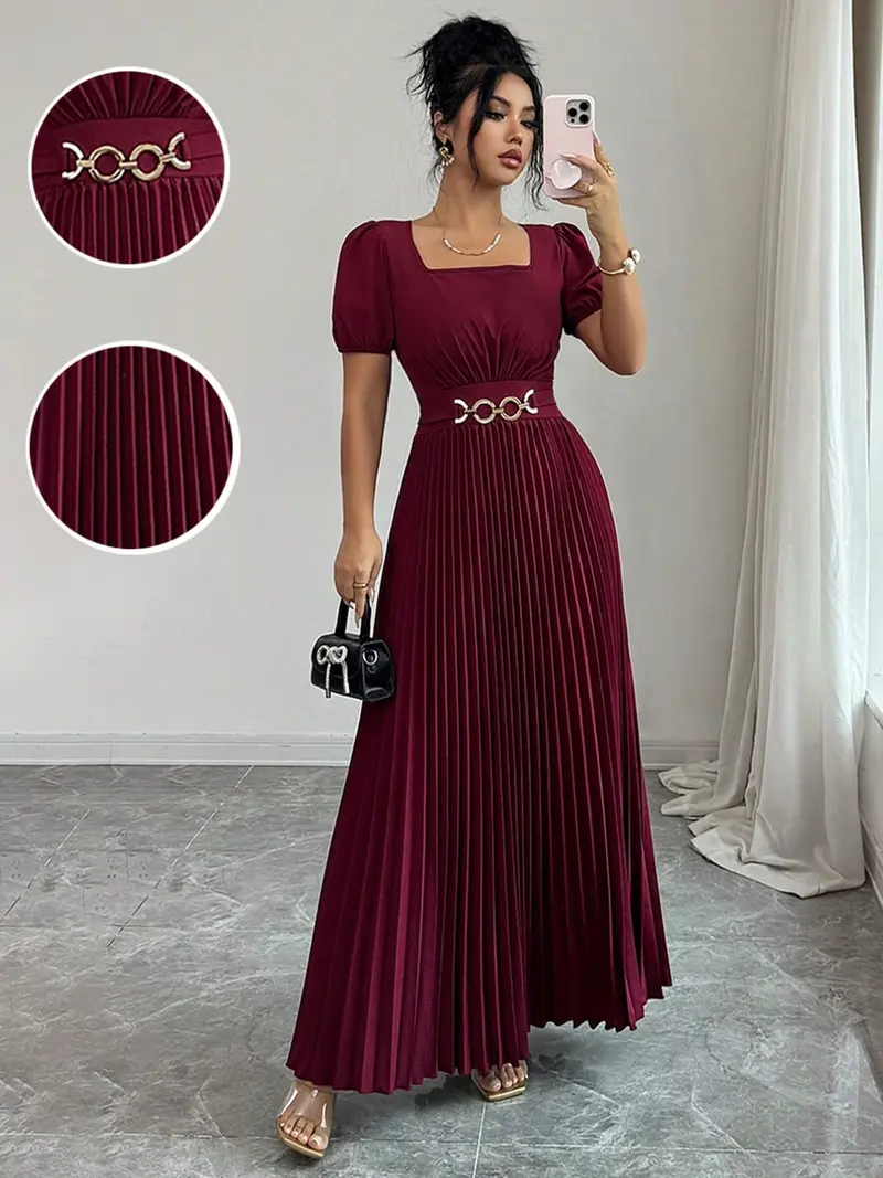 hm burgundy dress Wine Red Satin A-Line Slip Maxi Dress & Reviews - Wine Red - Dresses main image 1