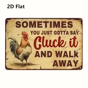 Rustic Wooden "Chick and Walk Away" Sign - Humorous Wall Decor for Home, Bar, Cafe, Farmhouse - Red Rooster Illustration, Farmhouse Wall Decor, Durable Wall Art, Wall Decor