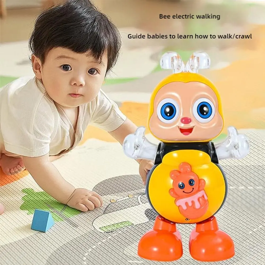 11cm Singing And Dancing Cartoon Bee Electric Light Cute Bee Children's Early Education Toys Make Sounds Family Interactive Toys